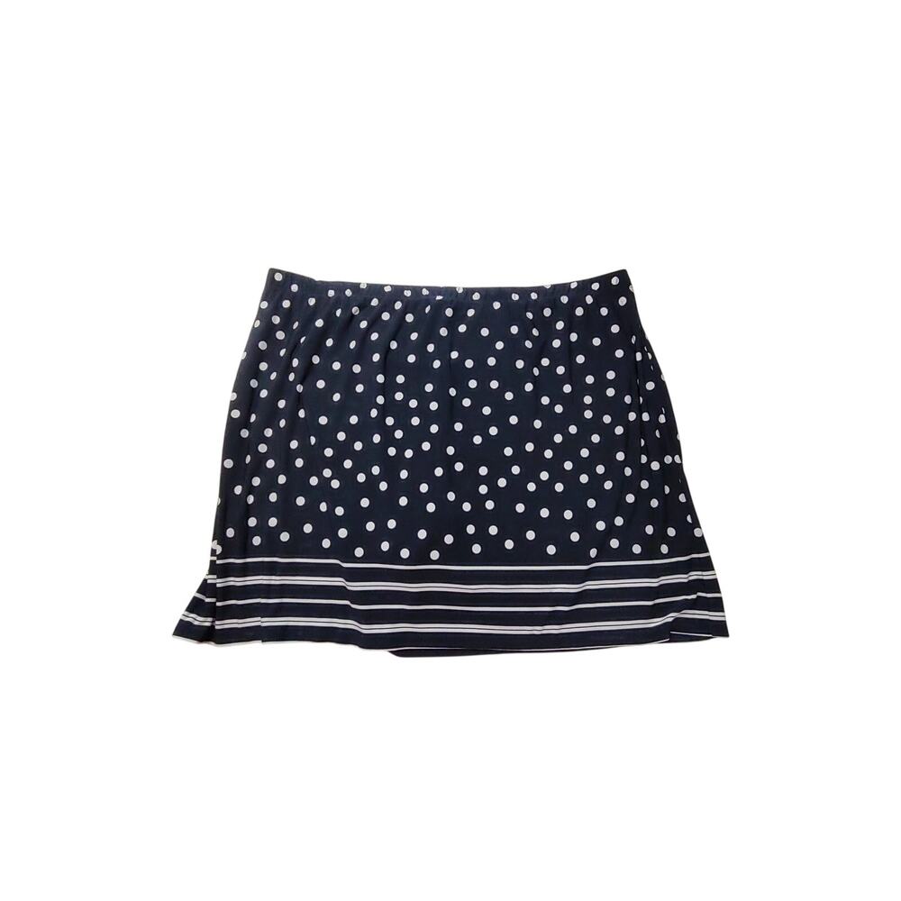 Susan Graver Navy & White Polka Dot Liquid Knit Slinky Stretch Skort Women 2x